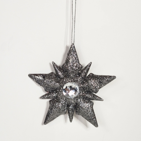 CHRISTMAS BLUE AND GREY GLITTER STAR ORNAMENT - Picture 3 of 10